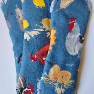 再利用可能なポケット布パッド3枚セット – 雄鶏、雌鶏、ひよこ柄、綿製