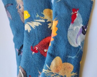 Set of 3 Reusable Pocket Cloth Pads – Roosters Hens Chicks Print, Cotton