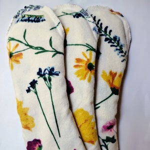 3 Mama Pads-Bladder Leak-Maternity-Exercise Accident-Urinary Incontinence-100% Cotton Flannel Pad-Wildflowers-Baby Shower Gift-Menstrual Pad