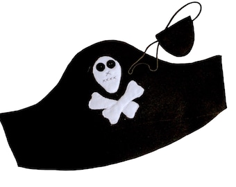 Kids Pirate Hat and Eyepatch Dress-up Halloween Birthday Party-Handmade