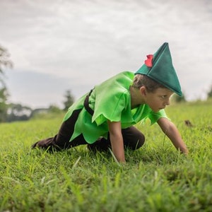 Peter Pan/Robin Hood Costume 3 Piece Felt Dress Up Pretend Play Girl or Boy Halloween Girl Sizes Available-Handmade in the USA image 5