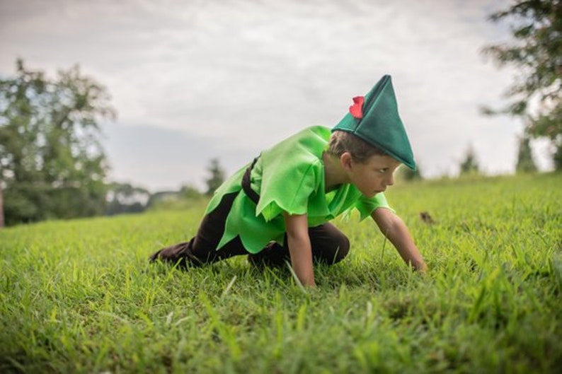 Peter Pan/Robin Hood Costume 3 Piece Felt Dress Up Pretend Play Girl or Boy Halloween Girl Sizes Available-Handmade in the USA image 5