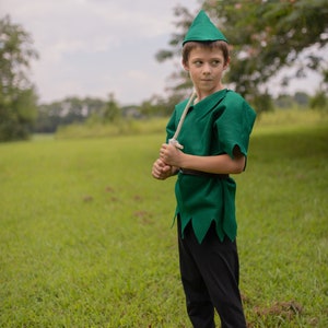 Peter Pan/Robin Hood Costume 3 Piece Felt Dress Up Pretend Play Girl or Boy Halloween Girl Sizes Available-Handmade in the USA image 4