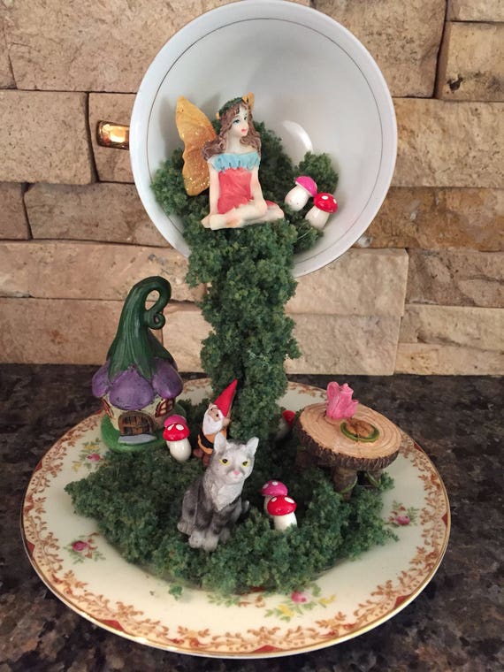 floating teacup fairy garden