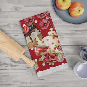 Uroczy kwiatowy ręcznik kuchenny na przytulne chwile przy herbacie, wystrój kuchni, prezent dla miłośników herbaty, ręcznik w stylu vintage, idealny dla gospodyń, prezenty ślubne