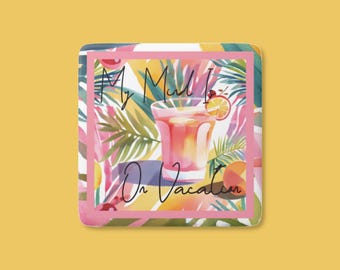 Vacation Mode Porcelain Refrigerator Magnet: Cocktail Lover Kitchen Decor