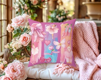 Ballet-Inspired Decorative Pillow: Ballerina Girls Room Decor, Gift for Ballet Student, Young Ballerinas, Recital Gift, Design on Both Sides