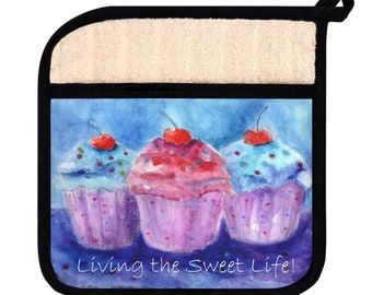Pot Holder with Pocket: Living the Sweet Life! featuring original artwork.