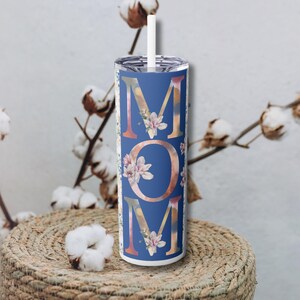 Floral Mom Skinny Tumbler: Elegant Stainless Steel Drinkware