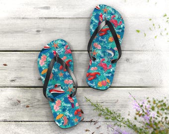 Tropical Cruise Flip Flops: Polyester Suede Summer Sandals