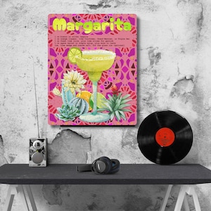 Vibrant Margarita Metal Art Sign: Bar & Kitchen Wall Decor