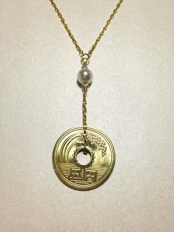 5 Yen Necklace Japanese Coin Necklace Gold Color with Etsy