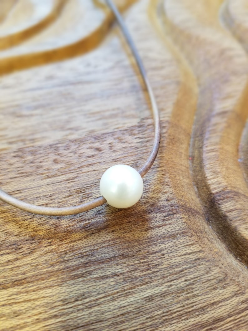 AAA Freshwater Pearl Necklace on Leather Cord
