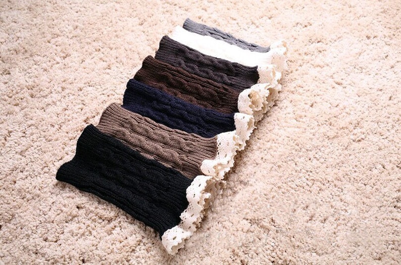 Womens Lace Boot Socks, Lace Boot Cuffs,Boot Topper, Knitted Boot Cuffs