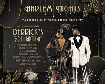 15 FABULOUS Harlem Nights Club Birthday / Event Invitation
