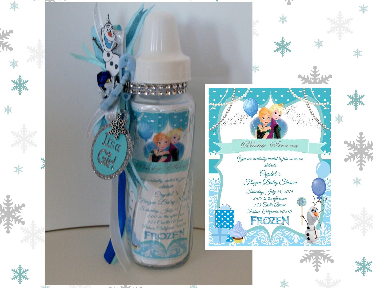 10 FABULOUSLY Frozen Glass Keepsake Baby Bottle Shower Etsy