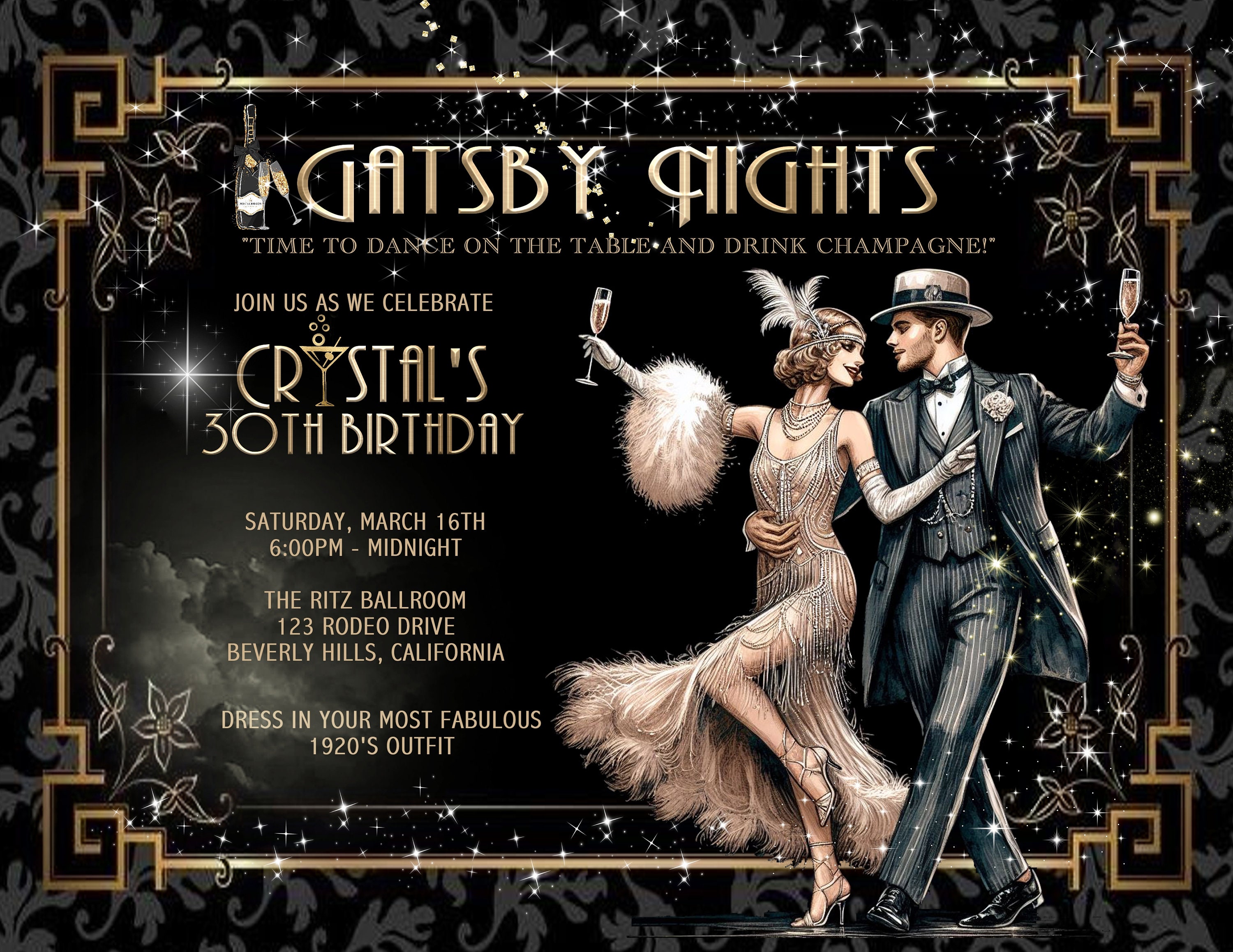 15 FABULOUS Gatsby "dance on the Table!" II Birthday / Event Invitation ...
