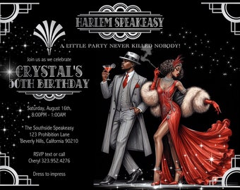 15 FABULOUS Harlem Nights Scarlet Speakeasy anniversaire/invitation à un événement (image numérique disponible)