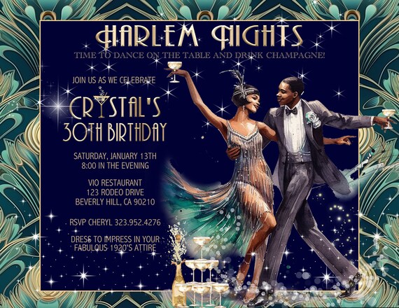 15 FABULOUS Harlem Nights Peacock Dancers Birthday / Event Invitation  (digital Image Available) - Etsy