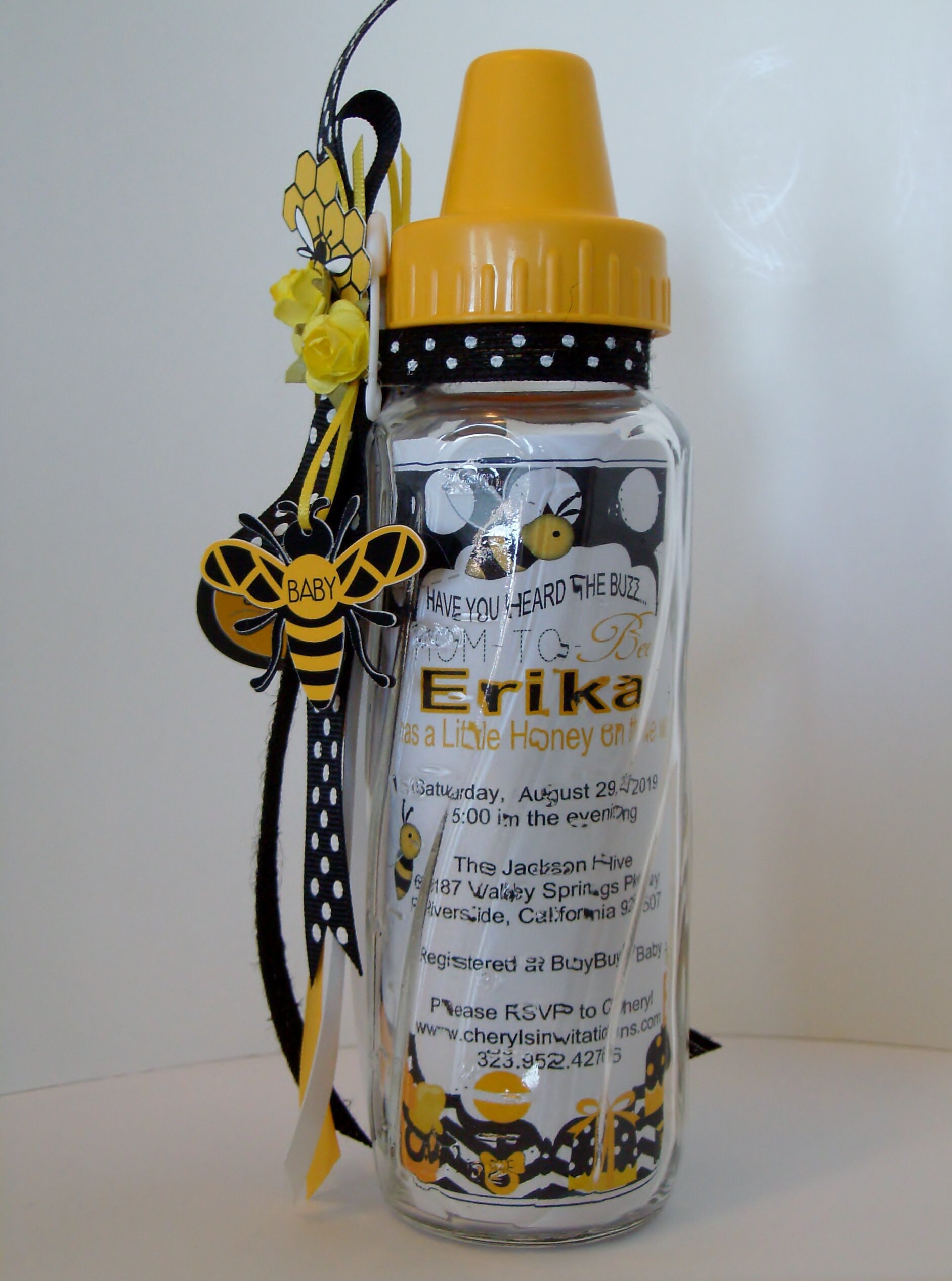10 FABULOUS Little Bumble Bee Glass Keepsake Baby Bottle Shower Invitations Etsy
