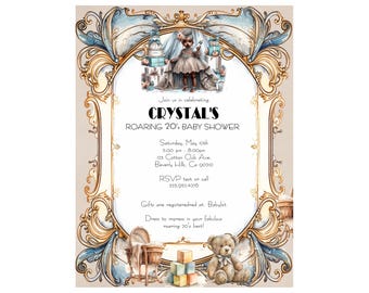 15 FANTASTISKA Inbjudningar till babyshower/evenemang i Harlem Nights Renaissance-stil (digital bild tillgänglig)