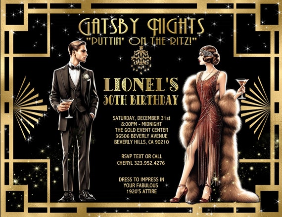 15 FABULOUS Gatsby Nights Birthday Party / Event Invitation (digital Image Available) - Etsy Israel 15 FABULOUS Gatsby Nights Birthday Party / Event Invitation (digital Image Available) - Etsy Israel