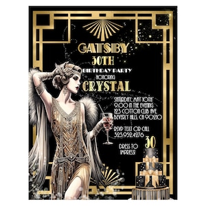 Gatsby Birthday Party Invitation: Art Deco Diva Event