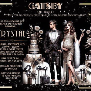 Gatsby Baby Shower Invitation: 1920s Hollywood Theme