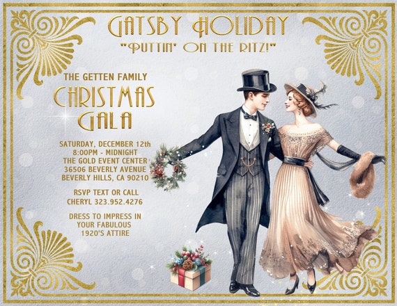 15 FABULOUS Gatsby Christmas Gala Birthday / Event Invitation (digital Image Available) - Etsy 15 FABULOUS Gatsby Christmas Gala Birthday / Event Invitation (digital Image Available) - Etsy