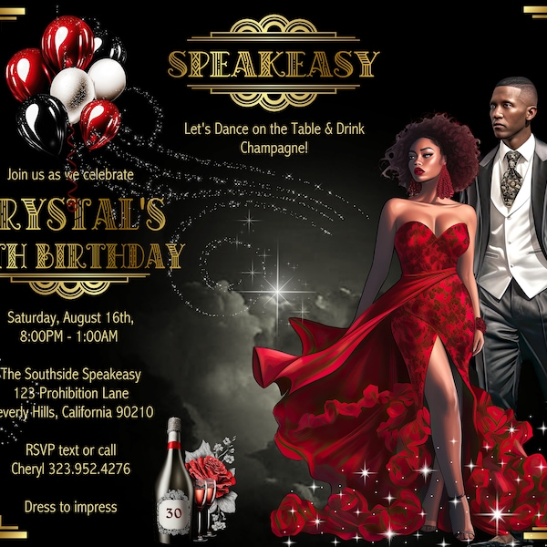 15 FABULOUS Harlem Nights Speakeasy Birthday / Event Invitation