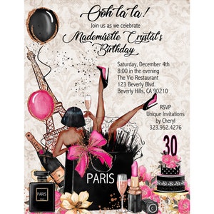15 FABULOUS Ooh La La! Paris Birthday / Event Invitation (Digital Image Available)