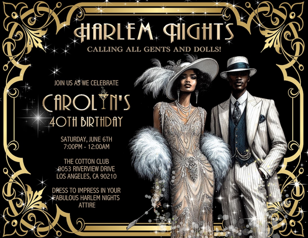 15 FABULOUS Harlem Nights Sophisticated Birthday / Event Invitation (digital Image Available) - Etsy 15 FABULOUS Harlem Nights Sophisticated Birthday / Event Invitation (digital Image Available) - Etsy