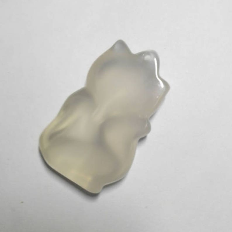 Natural White Jade Fox Carved Pendant Bead For Necklace Jewelry Design *Halloween Gift Fox Pendant 34*20*9 MM
