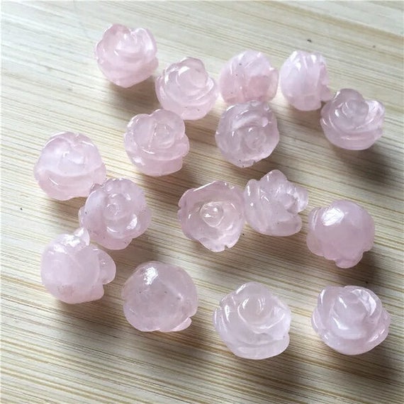 Rose Charms Rose Quartz Flower Charm Beads Gemstone Rose Etsy