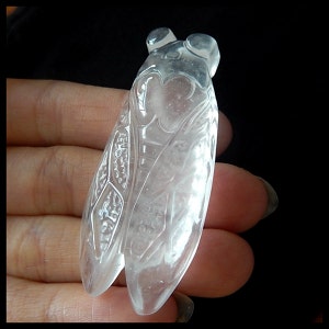 Cicada Pendant - Carved Quartz Gemstone Pendant - Semipreious Stone Pendant -Crystal Quartz Pendant- 53*22MM