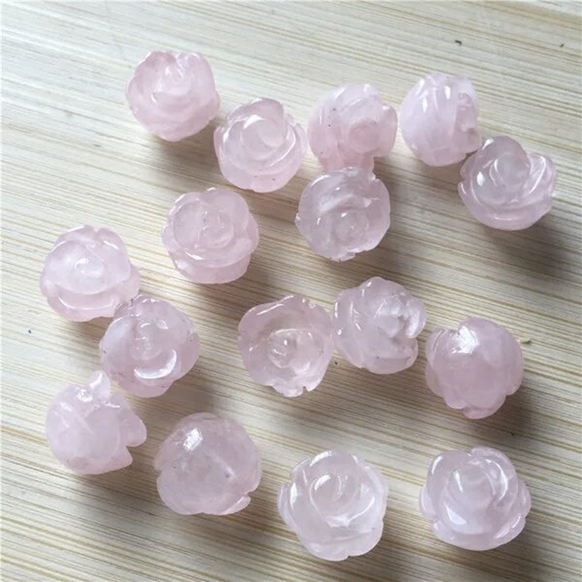 Rose Charms Rose Quartz Flower Charm Beads Gemstone Rose Etsy