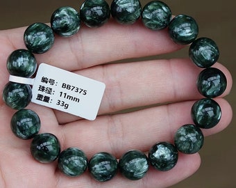 Bracelet élastique en séraphinite - Bracelet de pierres précieuses naturelles Bracelet de perles fines pour femme/homme Bracelet - [11 mm]