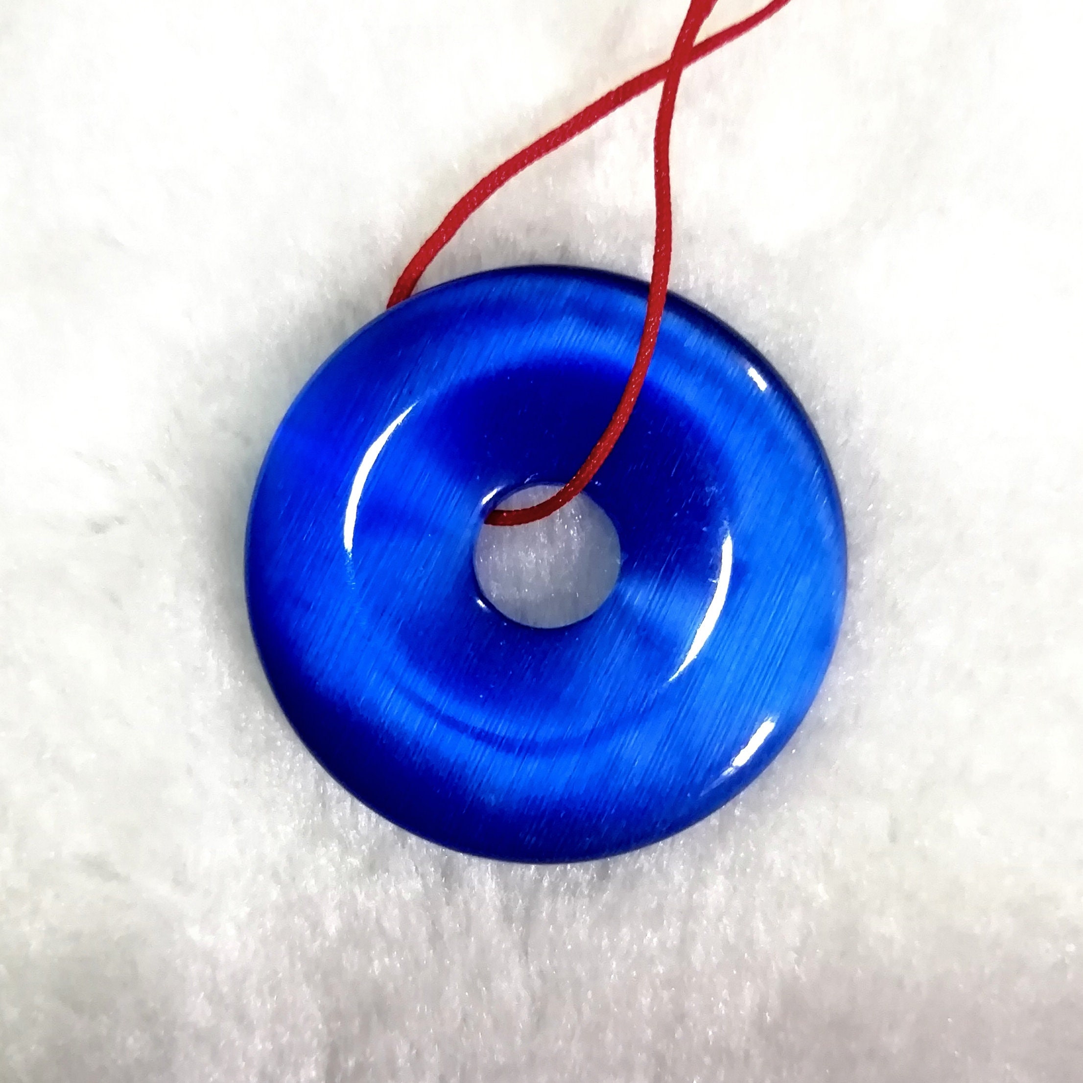 Cymophane Pendant Dark Blue Gemstone Pendant Circle Etsy