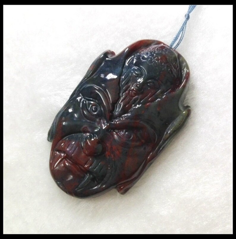 Men Pendant Buddha/&Evil Carved Gemstone Pendant.Men Gemstone Pendant.Women Gemstone 50*32*6 MM