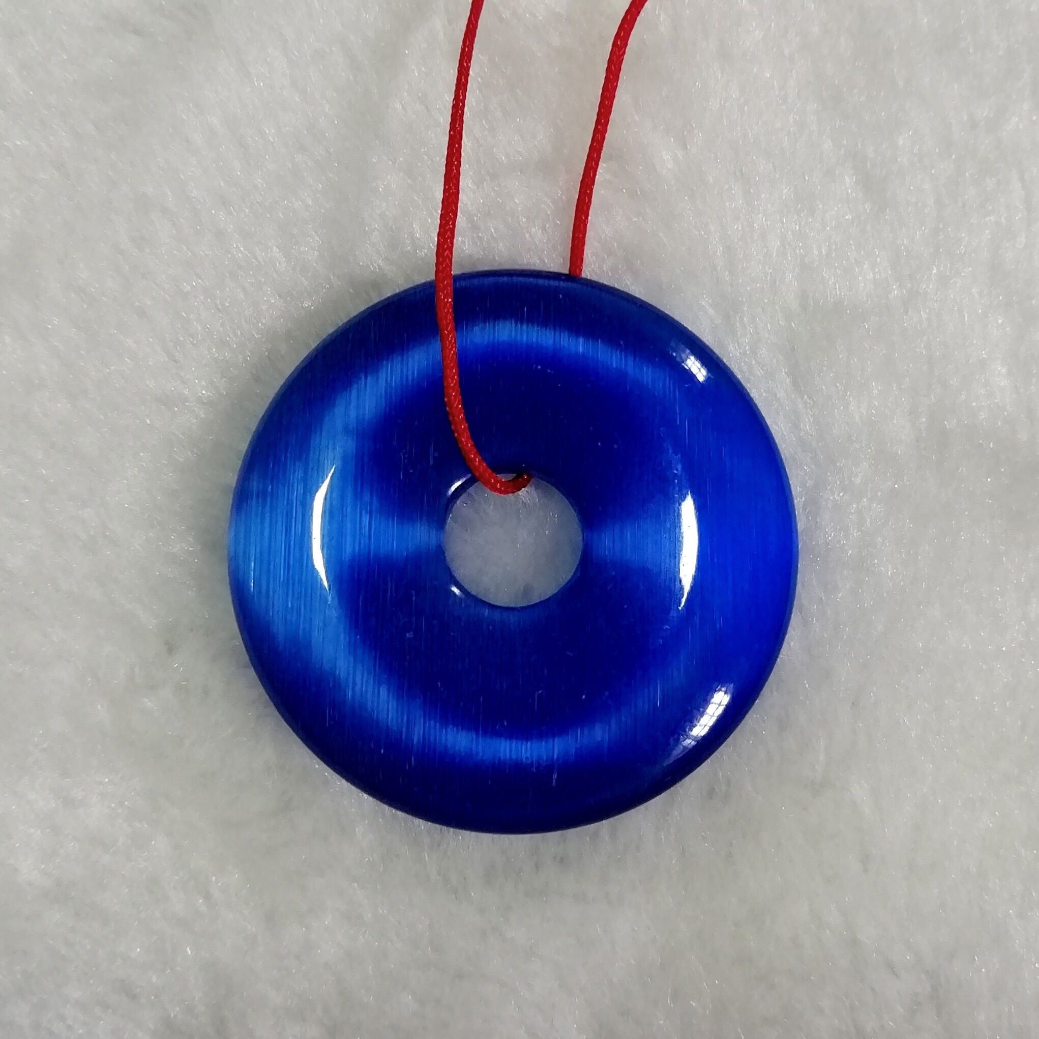 Cymophane Pendant Dark Blue Gemstone Pendant Circle Etsy