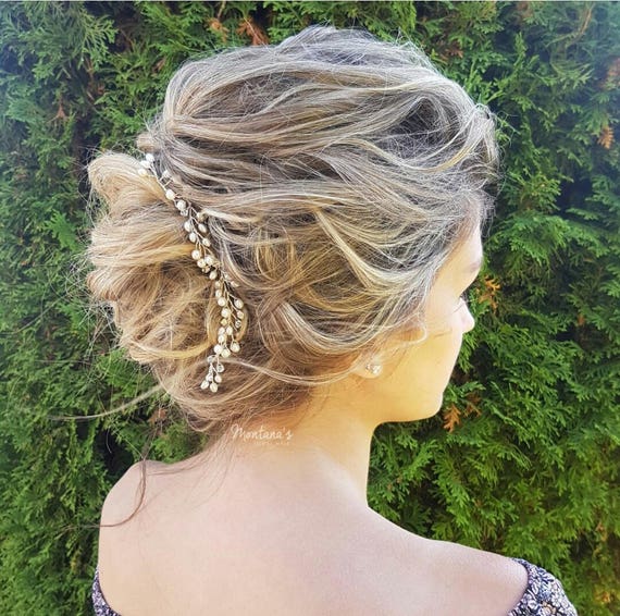 Hair Pieces For Wedding Bride Gold Thin Hair Vine Etsy