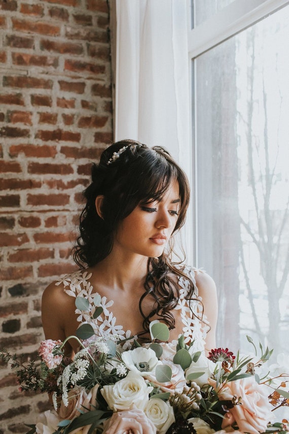 Pearl Hair Accessories For Brides Thin Silver Hair Vine Etsy
