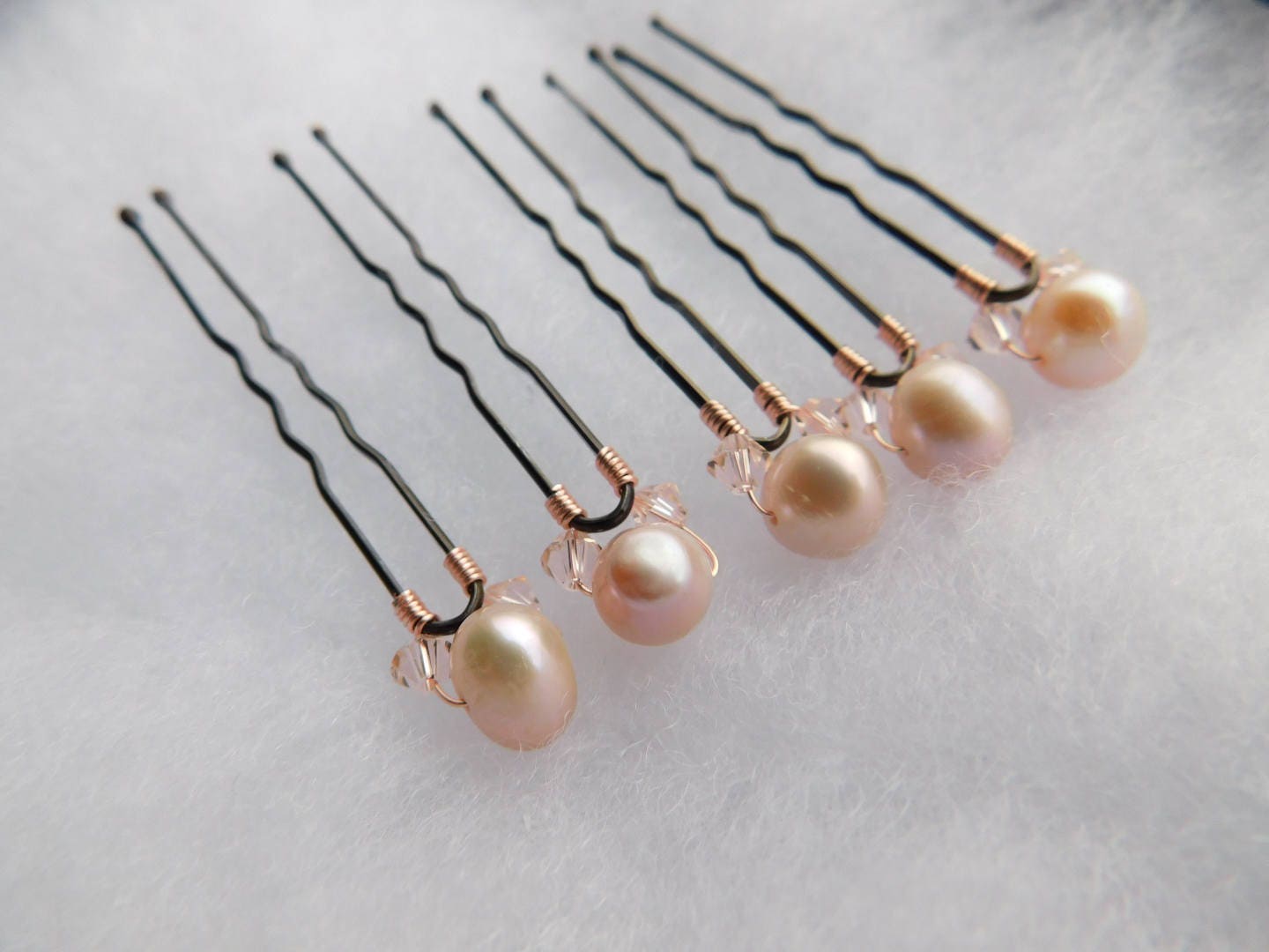 Simple Rose Gold Hair Pins For Wedding Rose Gold Pearl Hair Etsy