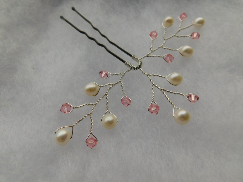 Pink Hair Accessories Pink Hair Pins With Pearls Pink Etsy