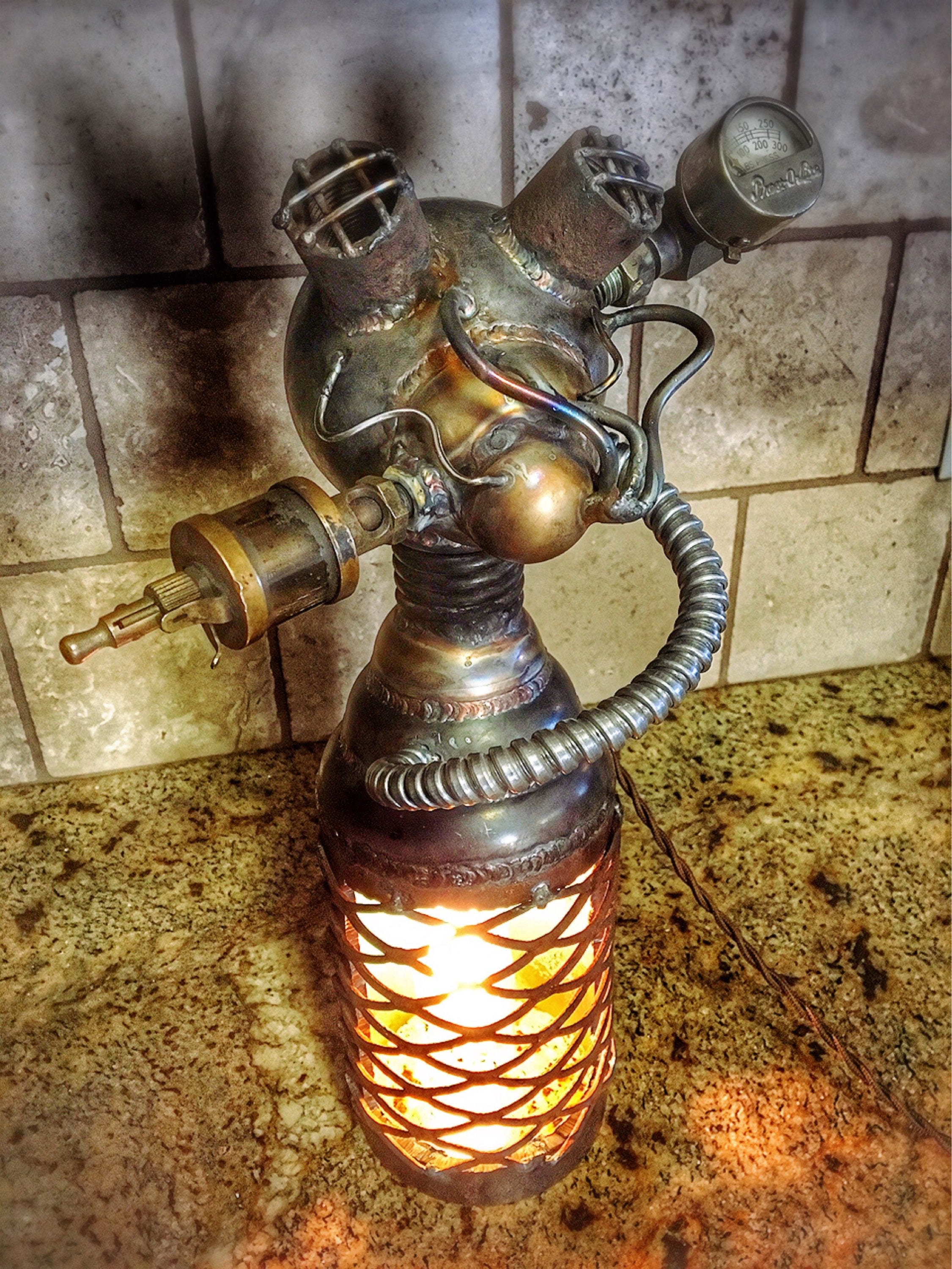 Steampunk Android Gas Mask Lamp Etsy