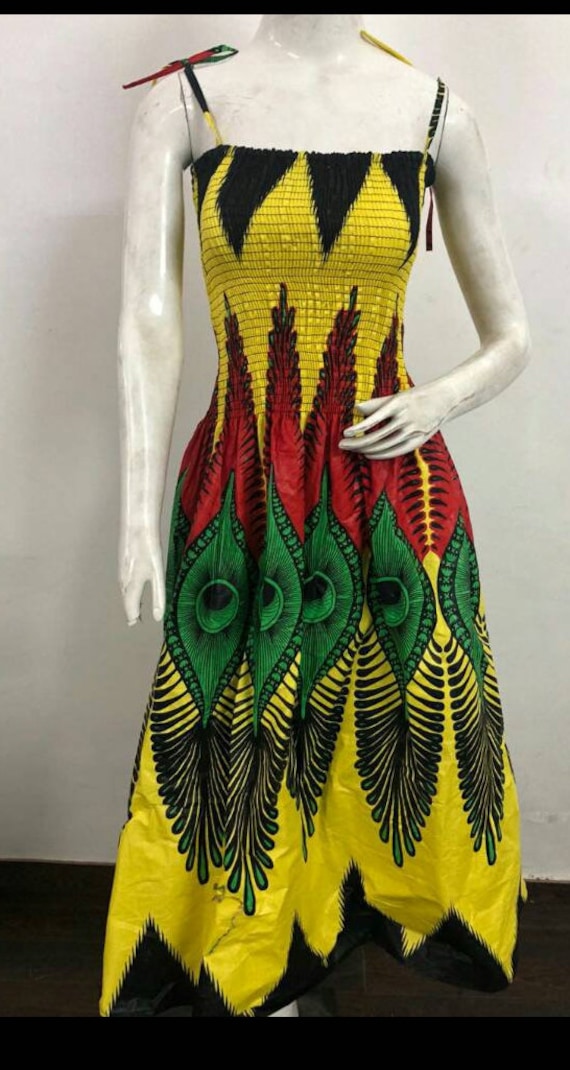 Women's African Dress Ankara REGGAE Print 1 Size M-XL | Etsy