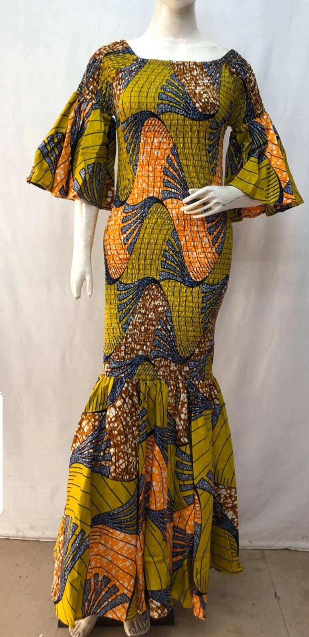 Womens Fishtail Dress African Ankara Print Dashiki 1 Size | Etsy