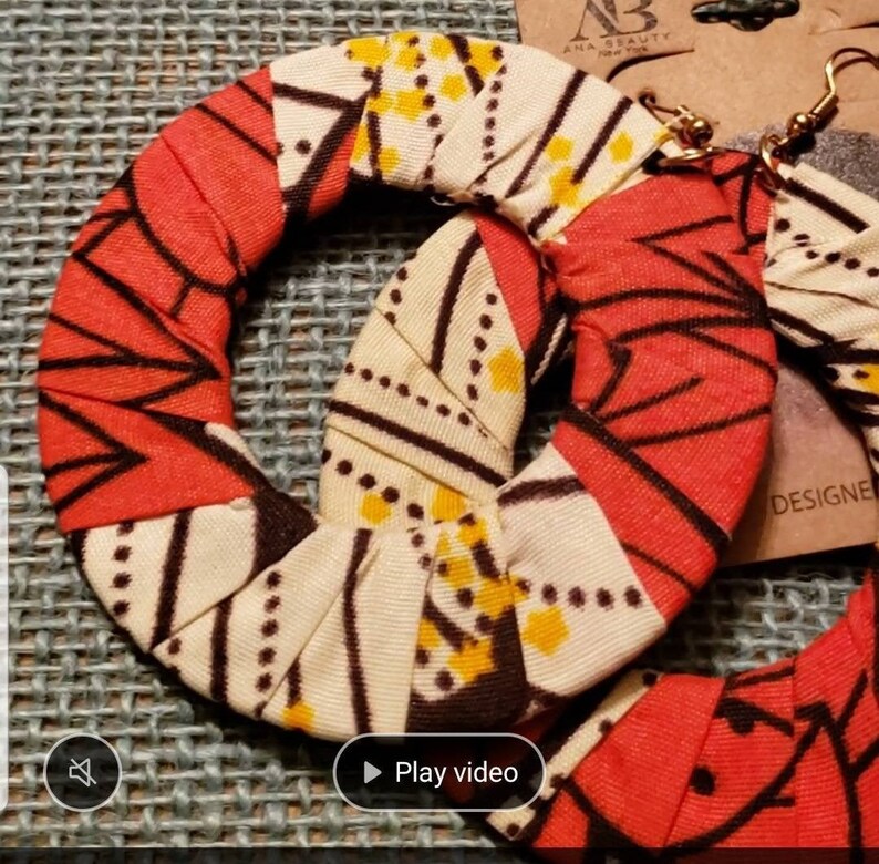 African Ankara Earrings Cotton Fabric Rope Twisted Knot Jewelry Hook w bead Boho Tribal Print Women/'s Jewelry Multicolor Gift Afro Black