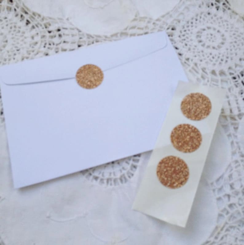 1 x 25 Shimmery Rose Gold Glitter Glamor Circle Seals