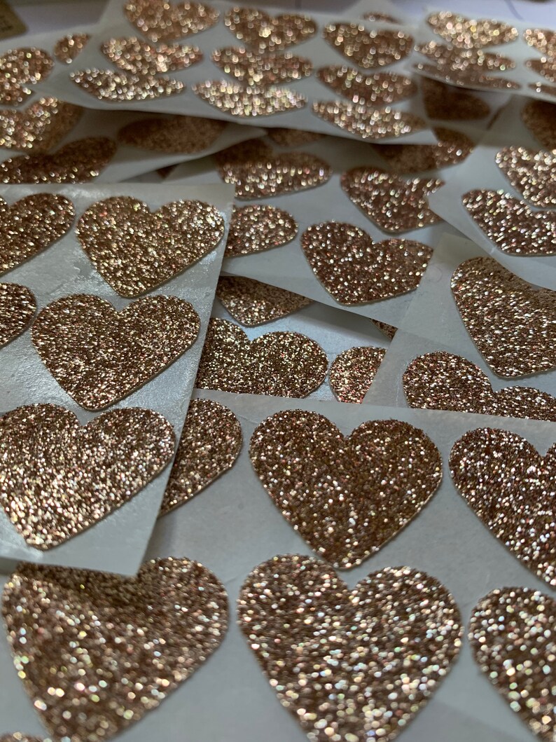 Large Sparkly Glamour Rose Gold Glitter Heart Envelope Seals Etsy